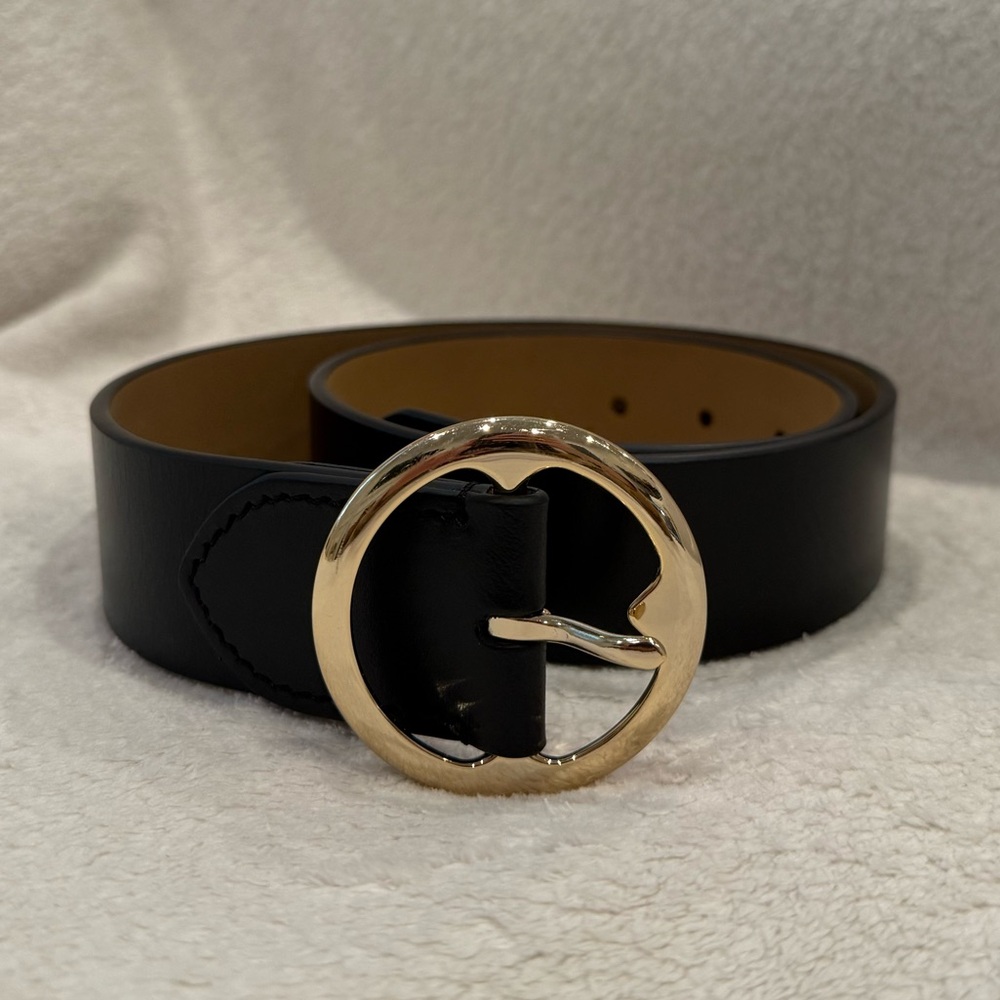 Ann Taylor Black Belt with Gold Buckle